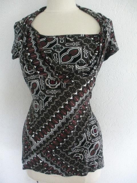 STREET ONE tuniek t- shirt zwart wit cyclaam maat 40, Maat 38/40 (M), Zwart, Street One, Ophalen of Verzenden