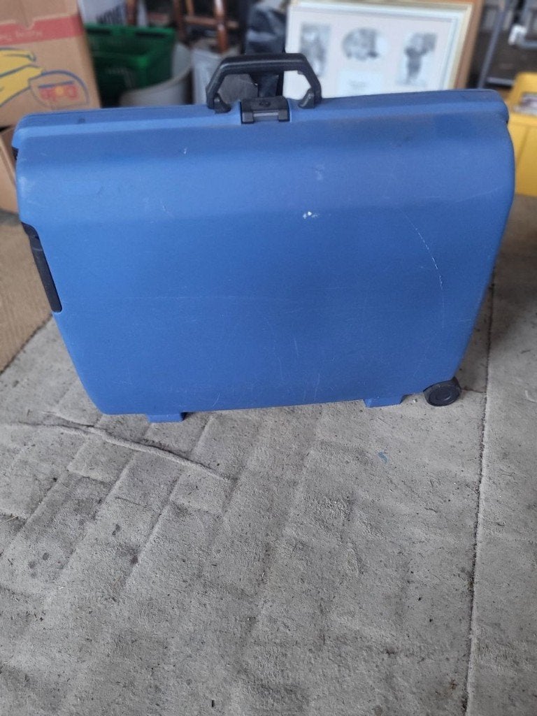 Koffer groot met 2 wielen blauw, Uitschuifbare handgreep, Gebruikt, Hard kunststof, Ophalen of Verzenden