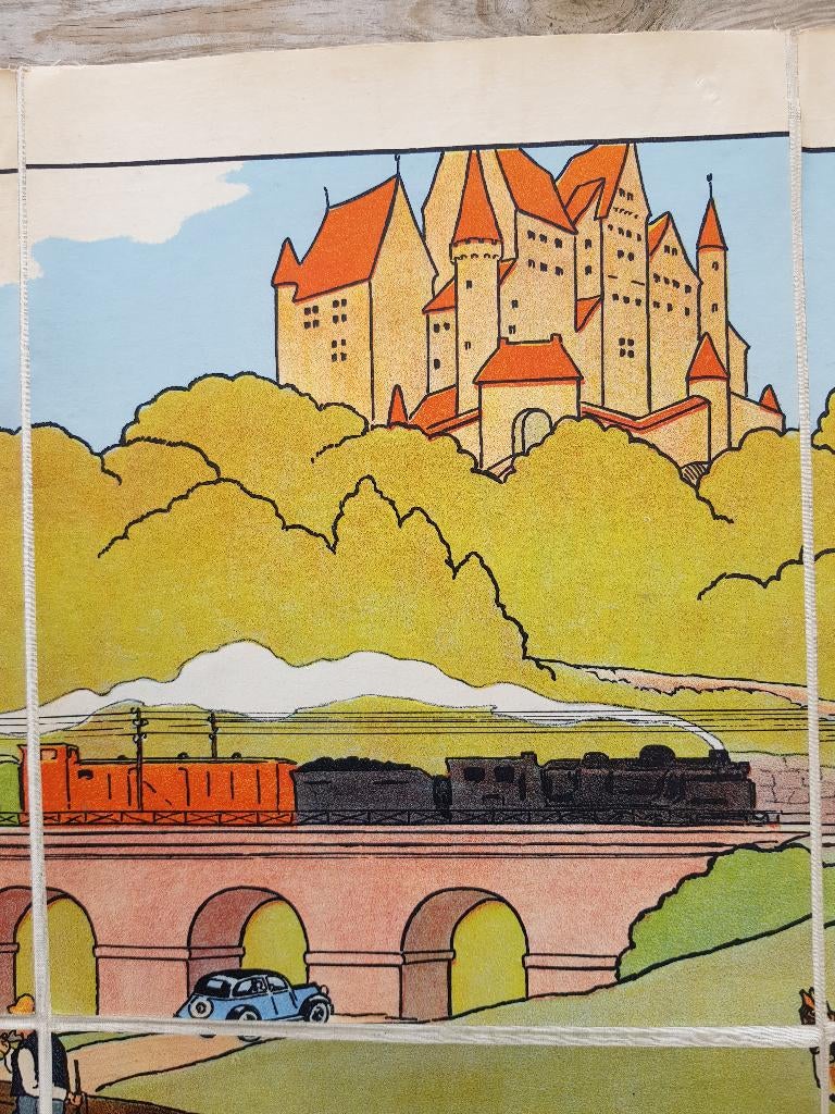 Transport oude schoolplaat uit Frankrijk litho op canvas., Ophalen of Verzenden