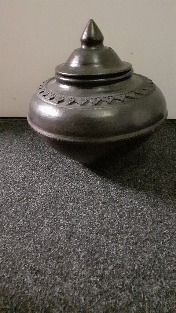 Sierpot met Deksel, Ophalen, Gebruikt, Bruin, Steen/keramiek