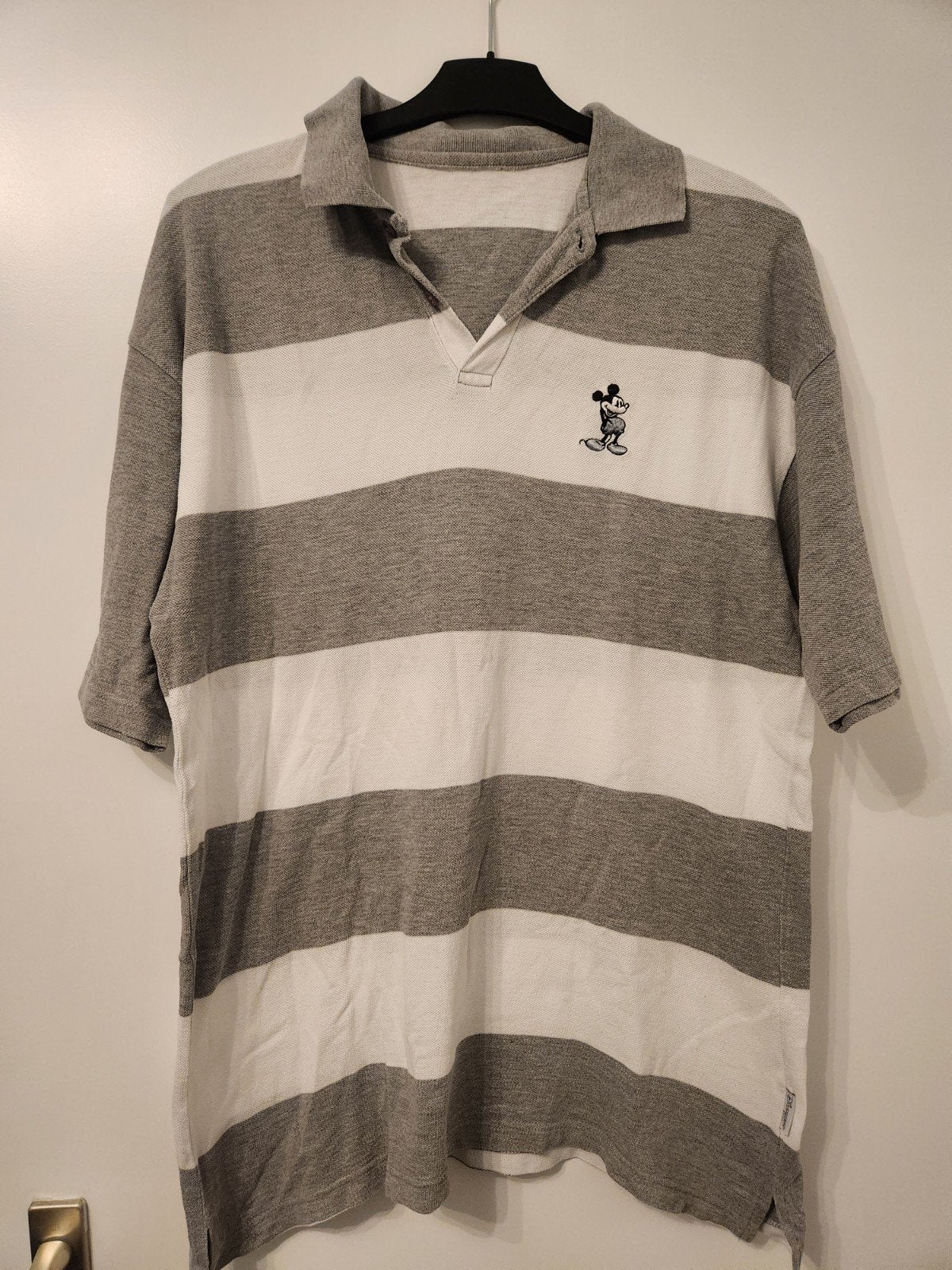 Disney Mickey Mouse Polo Shirt - Grijs/Wit gestreept, Ophalen, Maat 56/58 (XL), Grijs, Gedragen