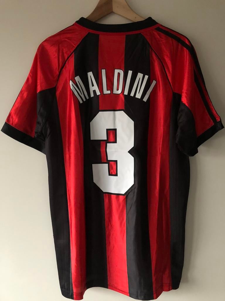 Maldini AC Milan retro voetbalshirt maat L, Ophalen of Verzenden, Zo goed als nieuw, Shirt