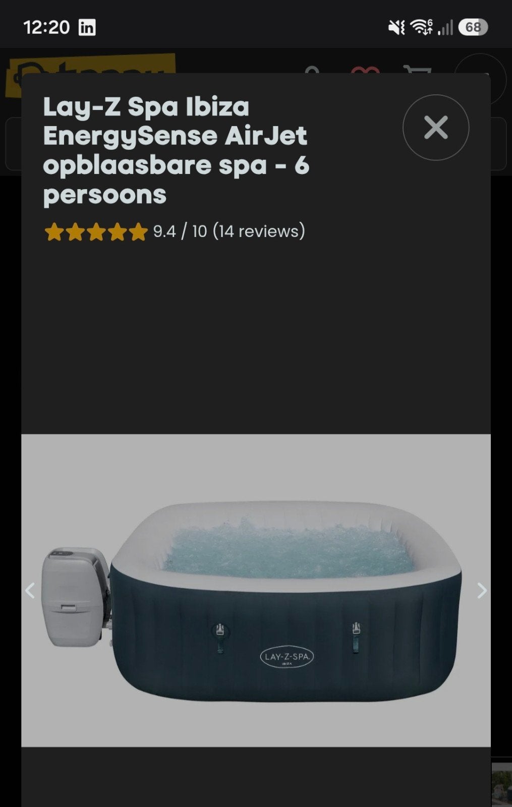 Lay-Z Spa Ibiza EnergySense AirJet opblaasbare spa, Ophalen, Minder dan 80 cm, Vierkant, Zo goed als nieuw