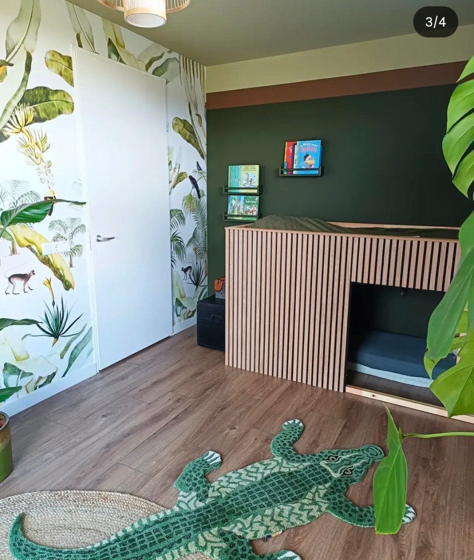DIY Wood up latjes hoogslaper IKEA KURA omkeerbaar bed, wit/, Huis en Inrichting, Ophalen, Gebruikt, Eenpersoons, 200 cm