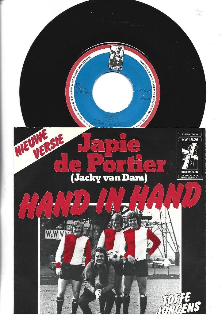 FEYENOORD JACKY VAN DAM SINGLE 7" HAND IN HAND 1975, 7 inch, Ophalen of Verzenden, Overige typen, Nederlandstalig