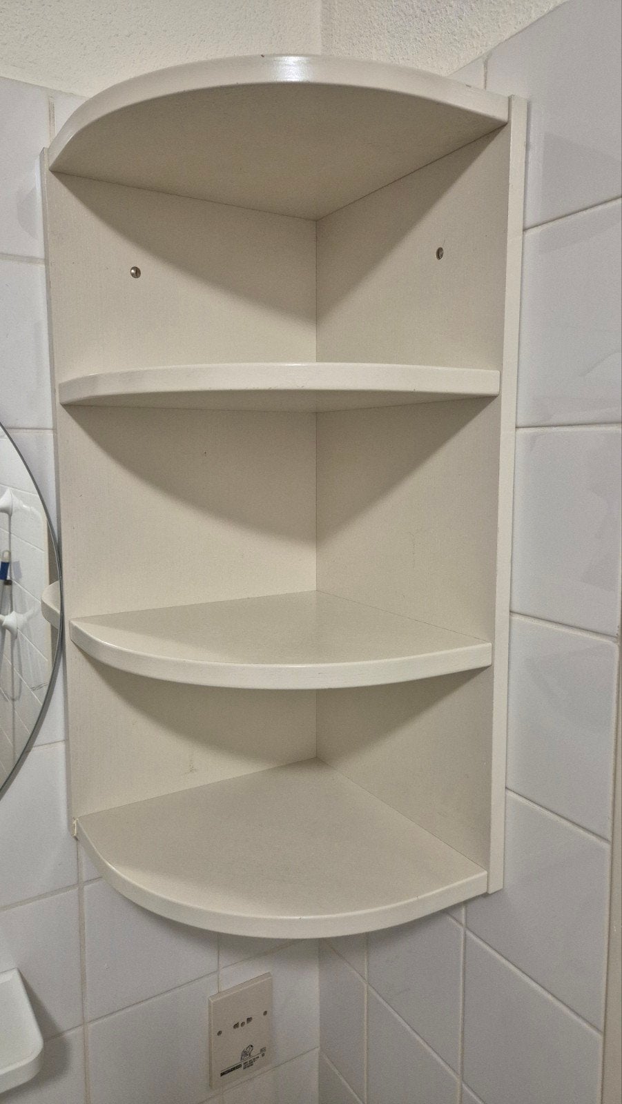 Witte hoekplank / hoekkastje voor badkamer of andere ruimte, Ophalen, Gebruikt