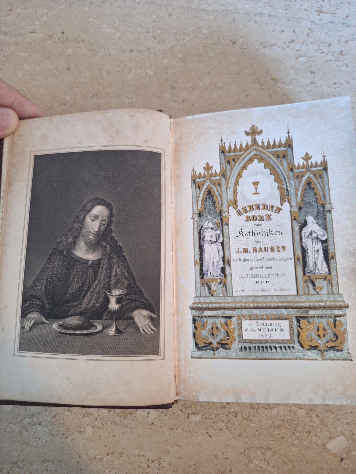 Antiek Gebedenboek voor Katholieken - J.M. Hauber 1853, Ophalen of Verzenden, J.M. Hauber