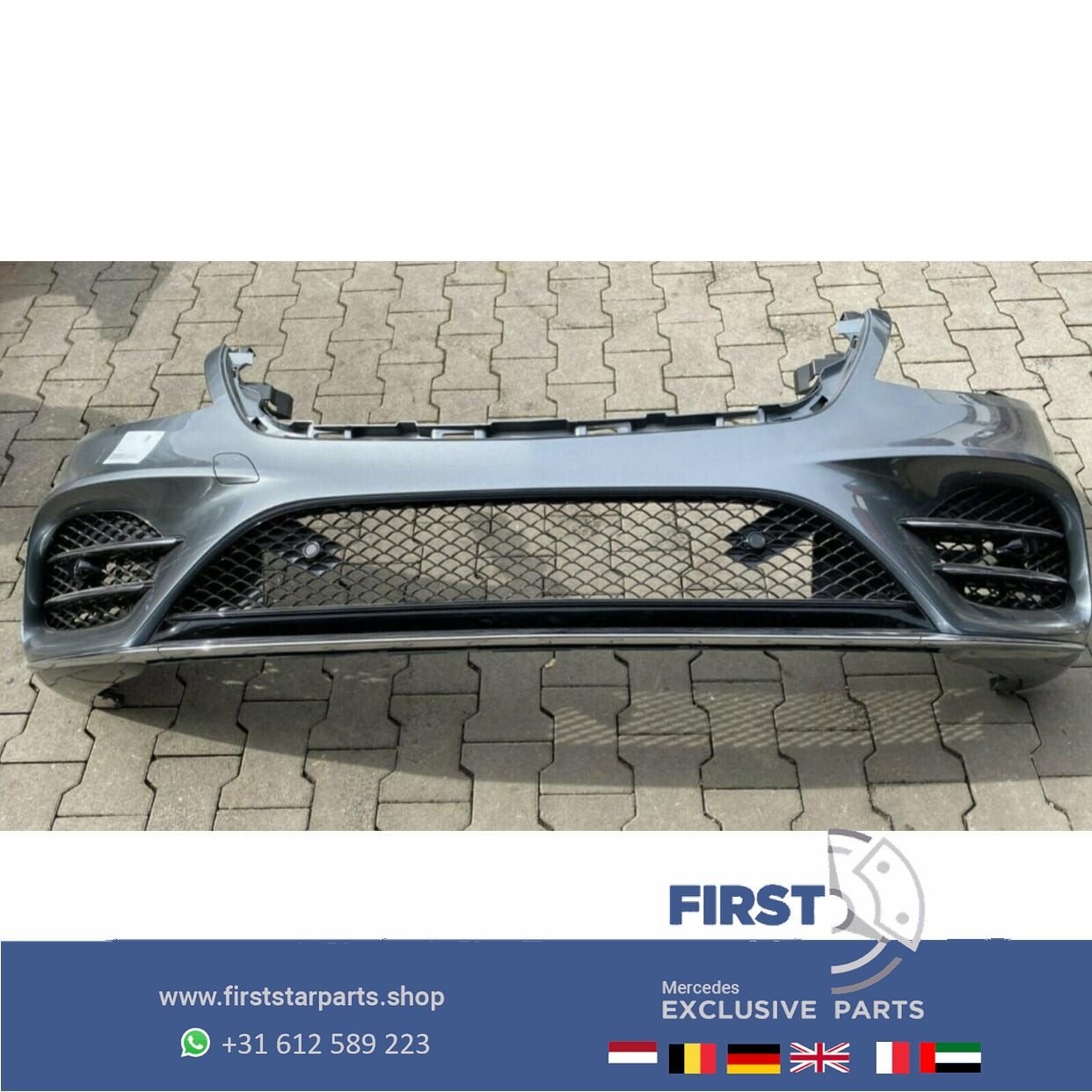W222 AMG VOORBUMPER COMPLEET GRIJS origineel Mercedes S KLAS, Gebruikt, -, Voor, Ophalen of Verzenden
