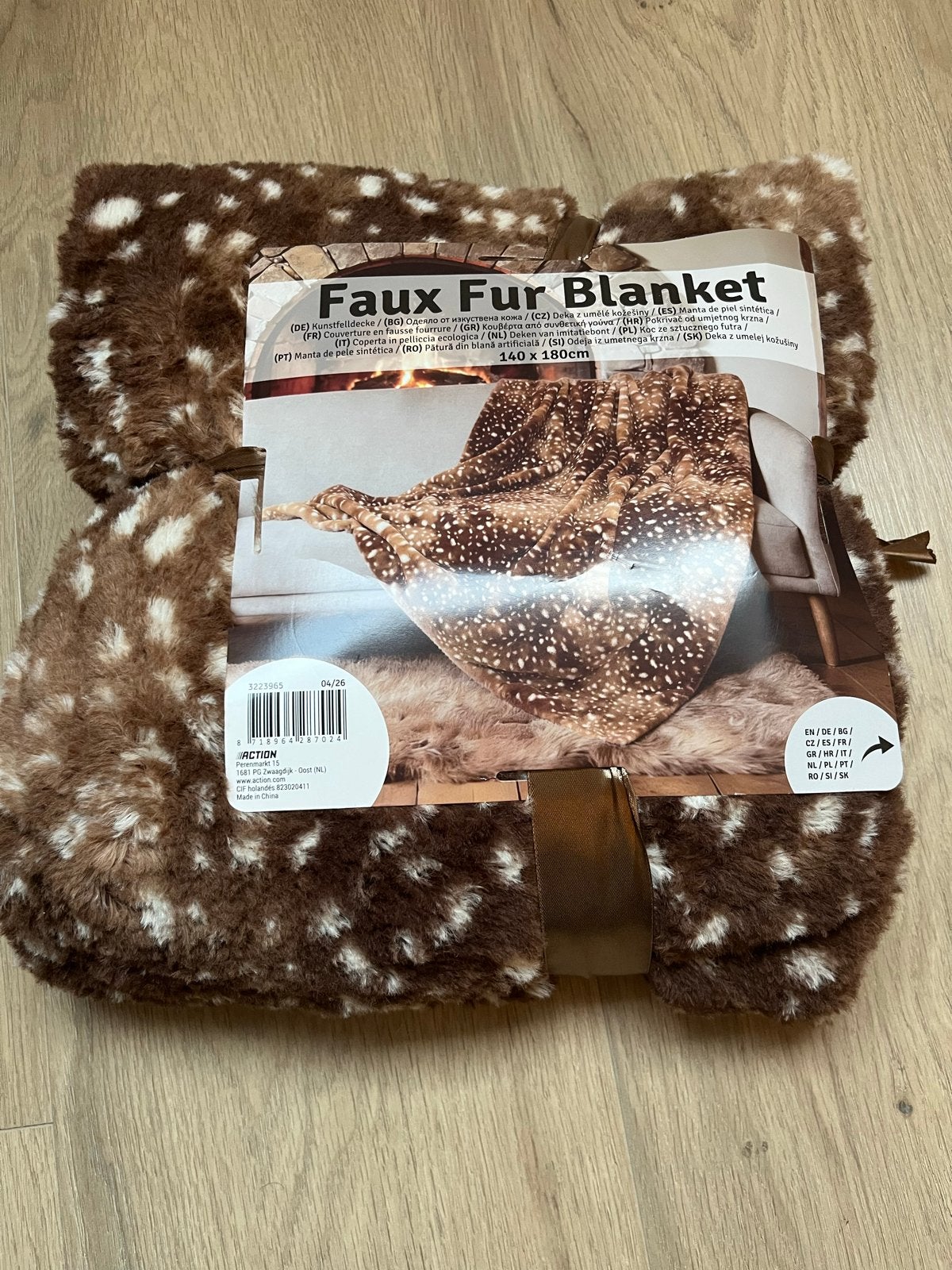 Faux Fur Deken - Bruin met Witte Vlekken (140x180cm), Ophalen of Verzenden, Nieuw, Bruin, Overige merken