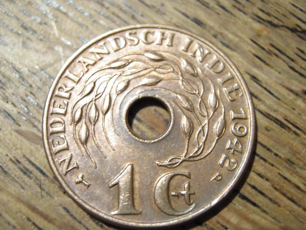 Nederlands Indie 1 Cent 1942p, WW2 #86, Ophalen of Verzenden, Koningin Wilhelmina, 1 cent, Losse munt