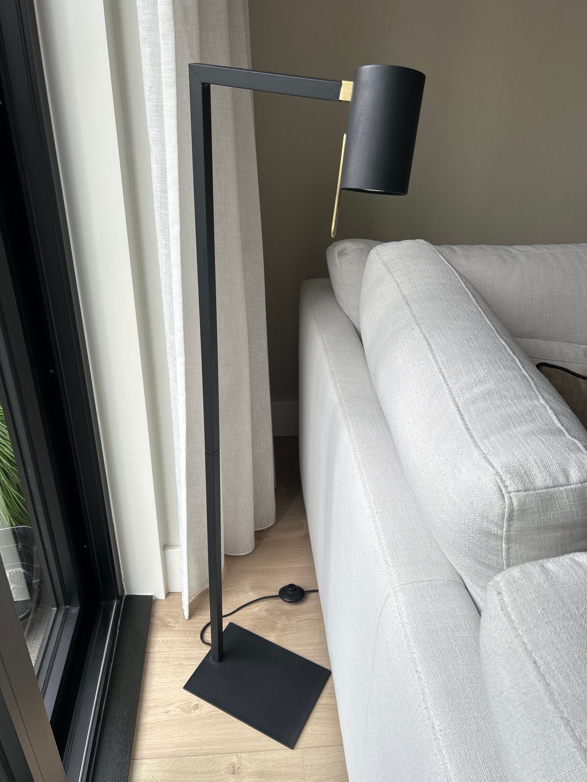 Moderne metalen vloerlamp/leeslamp Lesley, goud/zwart