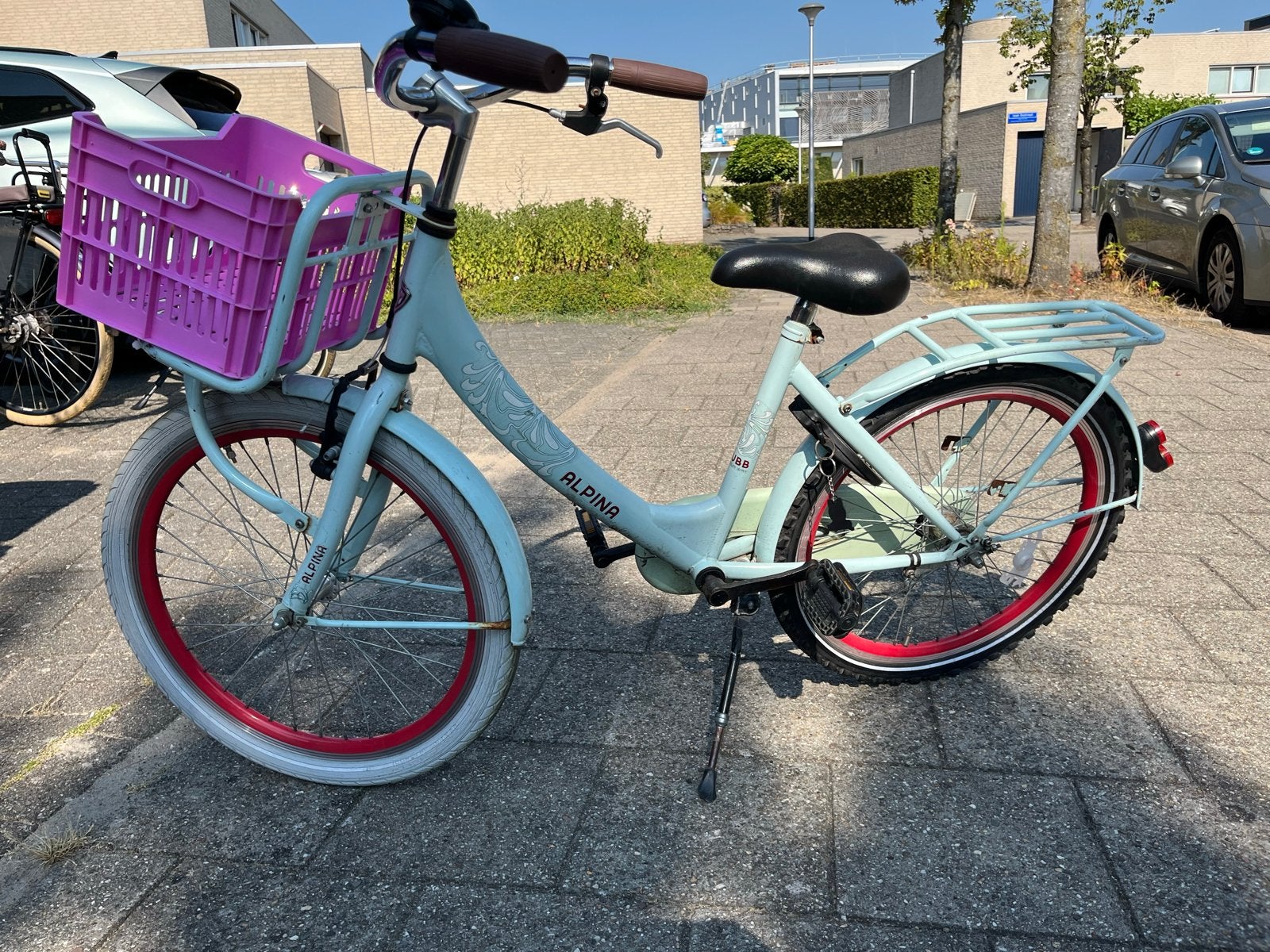 Alpina fiets 22 inch met mandje, Ophalen, Terugtraprem, 22 inch, Gebruikt