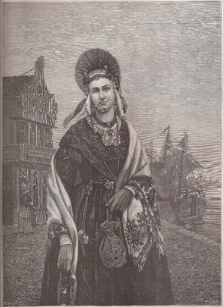 Het Noordhollandsch Meisje naar schilderij O. Eerelman 1876, Gesigneerd, Ophalen of Verzenden, Gravure, 18 cm