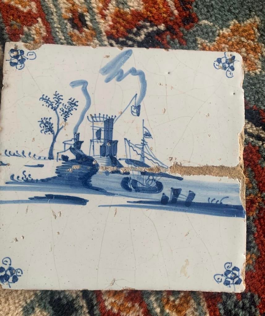 Antieke Delfts blauwe tegel vuurbaak, Ophalen