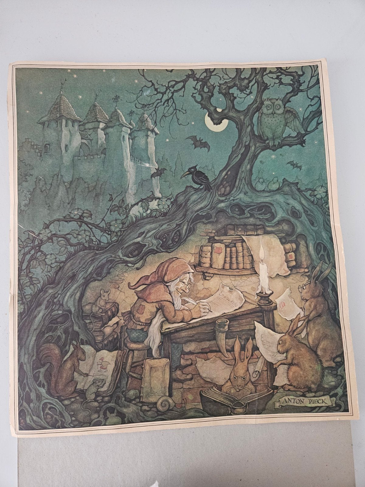 Dubbelzijdige Anton Pieck print - Sprookjesachtige taferelen, Antiek en Kunst, Kunst | Tekeningen en Foto's, Ophalen