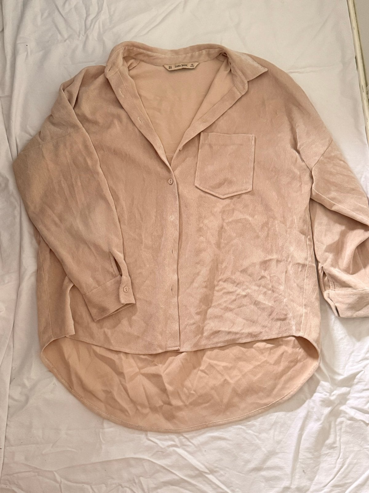 Zara Basic Corduroy Blouse - Maat M, Ophalen of Verzenden, Zo goed als nieuw, Maat 38/40 (M), Beige