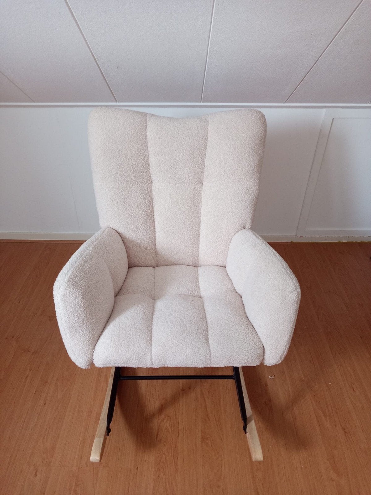 Schommelstoel, teddy stof, Huis en Inrichting, Fauteuils, Ophalen, Nieuw, Stof, 50 tot 75 cm