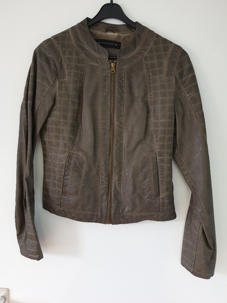 Expresso Vegan Leatherlook Biker Jacket maat 36, Ophalen, Expresso, Maat 36 (S), Gedragen