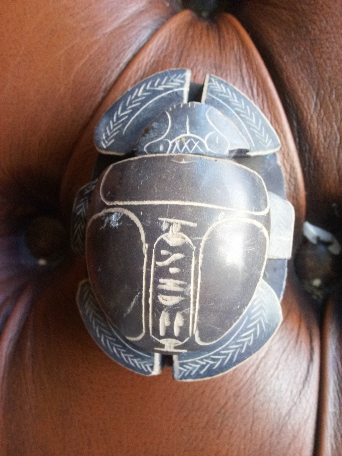 Egyptische Scarabee Steen - Handgesneden, Ophalen of Verzenden
