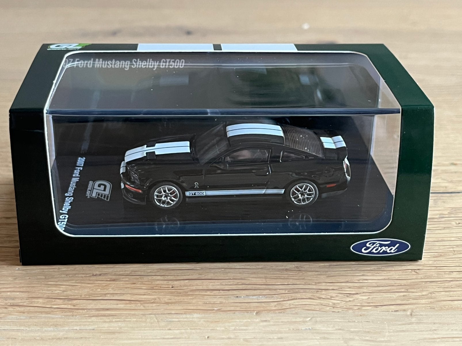 Ford Mustang Shelby GT500 1:64 Motothelix Greenlight zwart, Ophalen of Verzenden, Nieuw, Auto