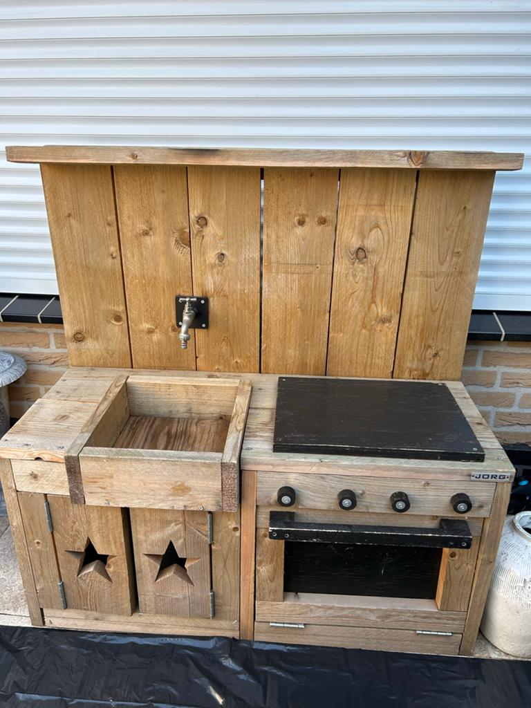 Jorg Kinderkeuken van steigerhout - Buitenkeuken/binnen, Kinderen en Baby's, Ophalen, Gebruikt