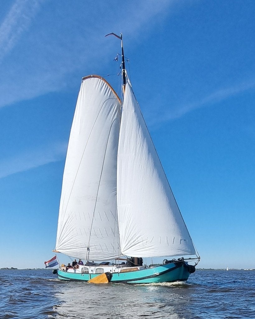 boten, Watersport en Boten, Platbodems, Gebruikt, Tjalk, Staal, Accu's, Afdekzeil, Antifouling, Elektrische start, Keuken, Koelkast