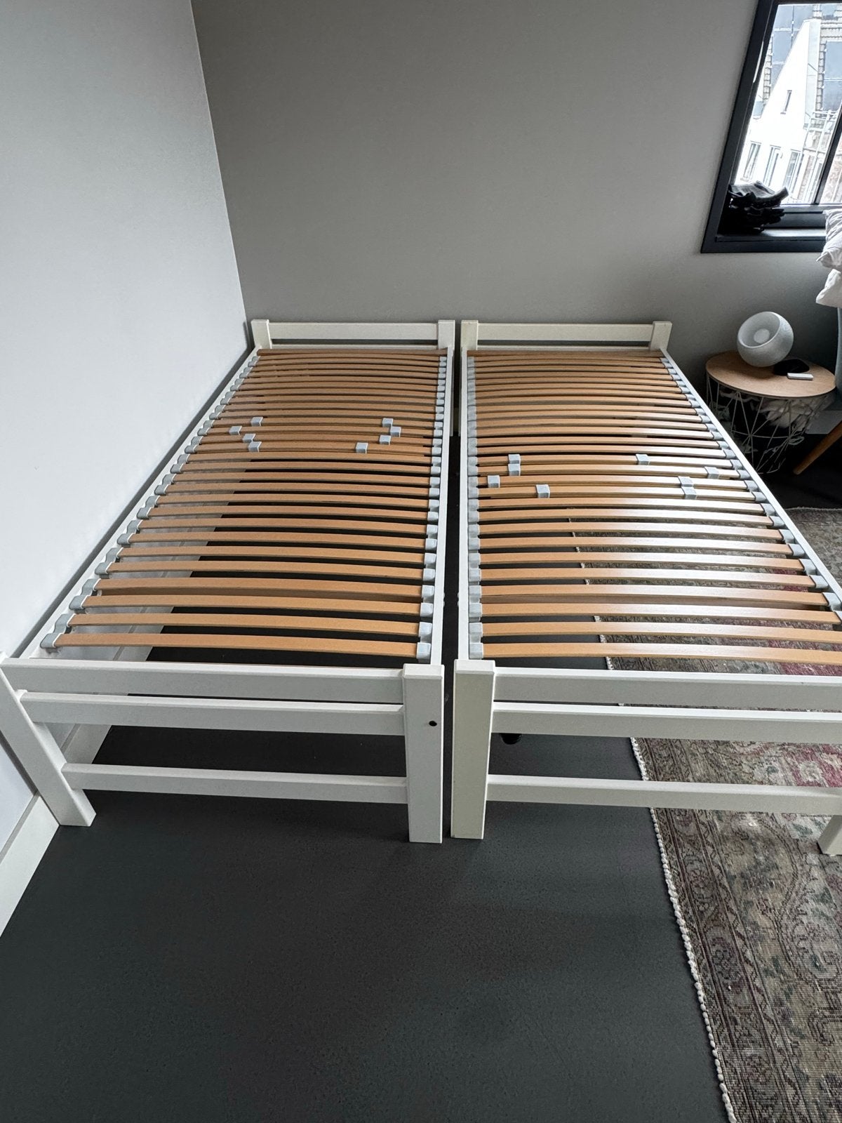 Uitschuifbed 90 naar 180x200cm, incl. lattenbodem, Huis en Inrichting, Ophalen, Gebruikt, 90 cm, Wit