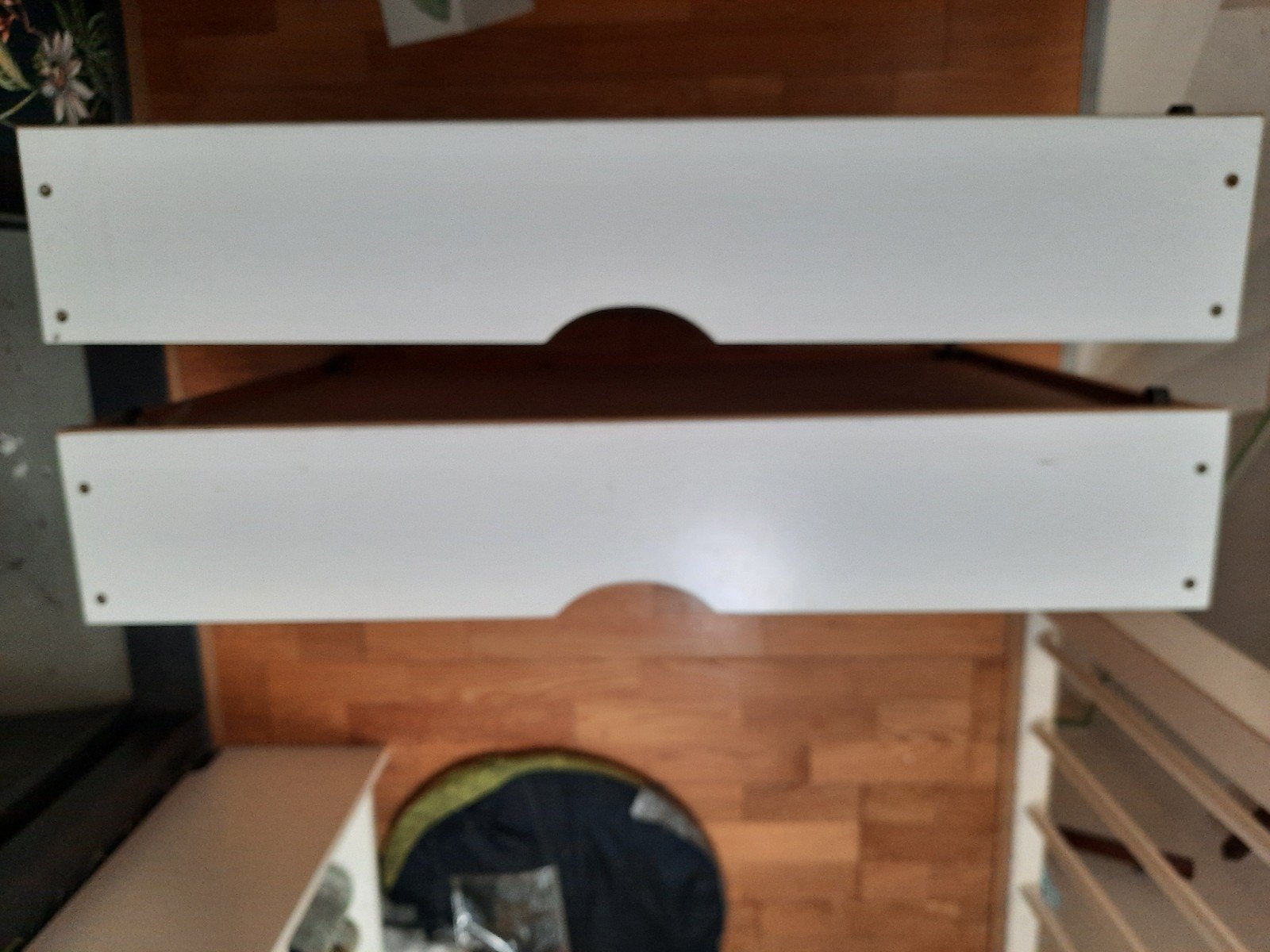 Witte lades voor onder het bed, Huis en Inrichting, Slaapkamer | Bedden, Ophalen, Gebruikt, Eenpersoons, Wit