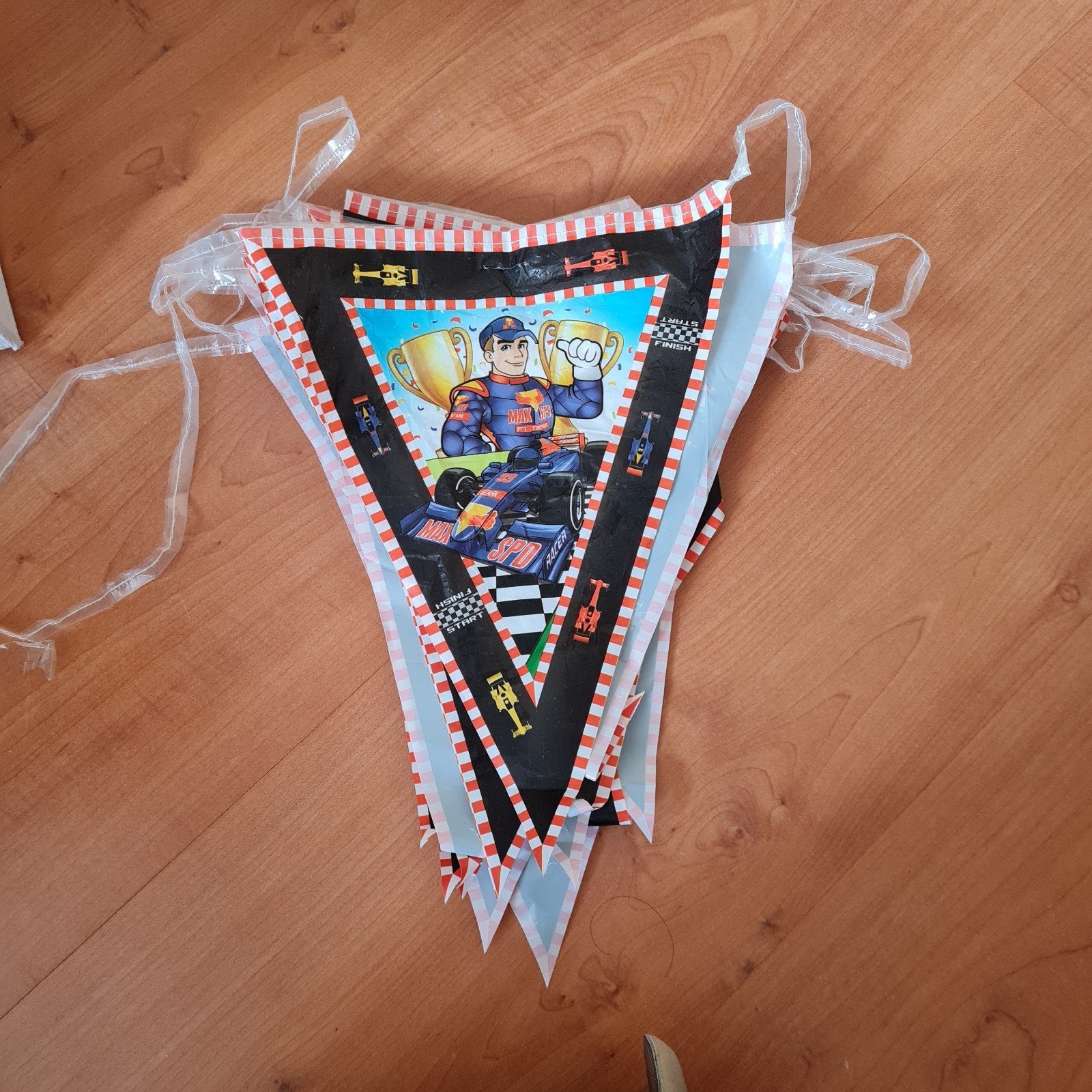 Raceauto Feest Vlaggenlijn - Verjaardag Decoratie, Hobby en Vrije tijd, Ophalen of Verzenden, Versiering, Verjaardag