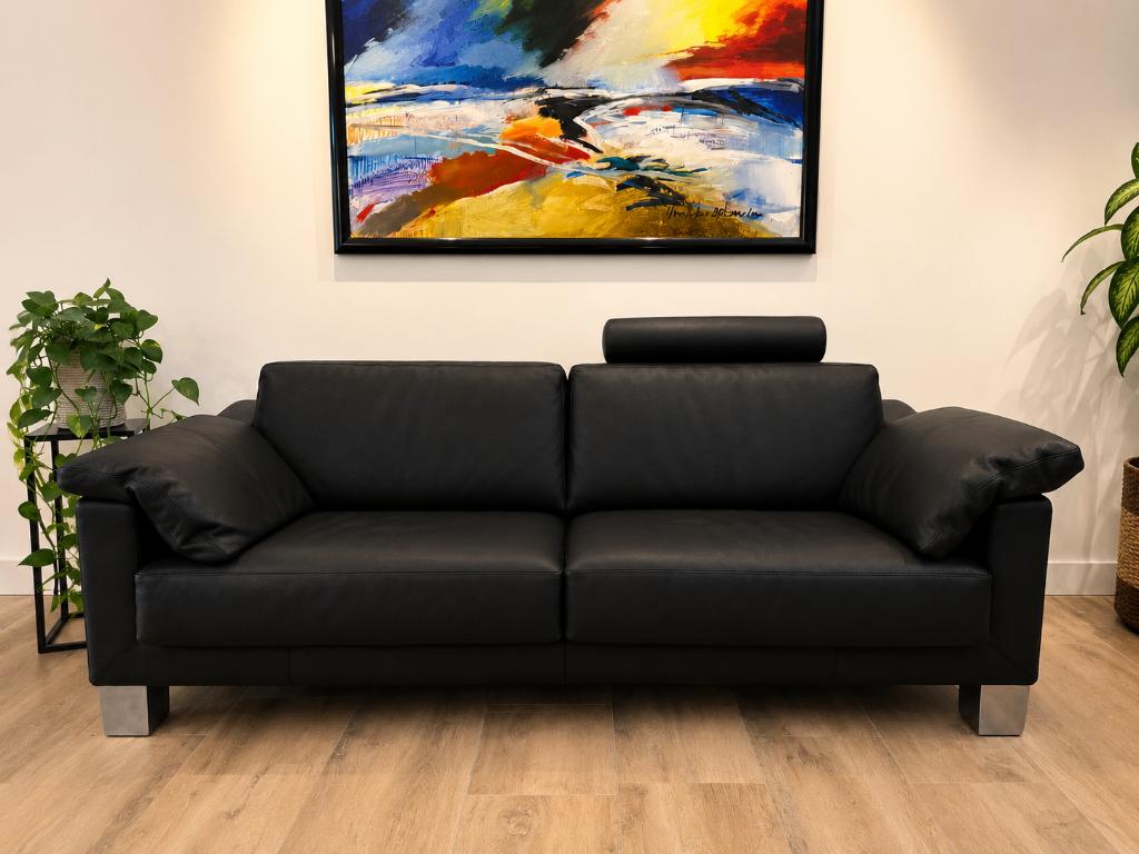 Leolux Diva – exclusief Rino leer – luxe design, Ophalen, Driepersoons, 75 tot 100 cm, Zo goed als nieuw