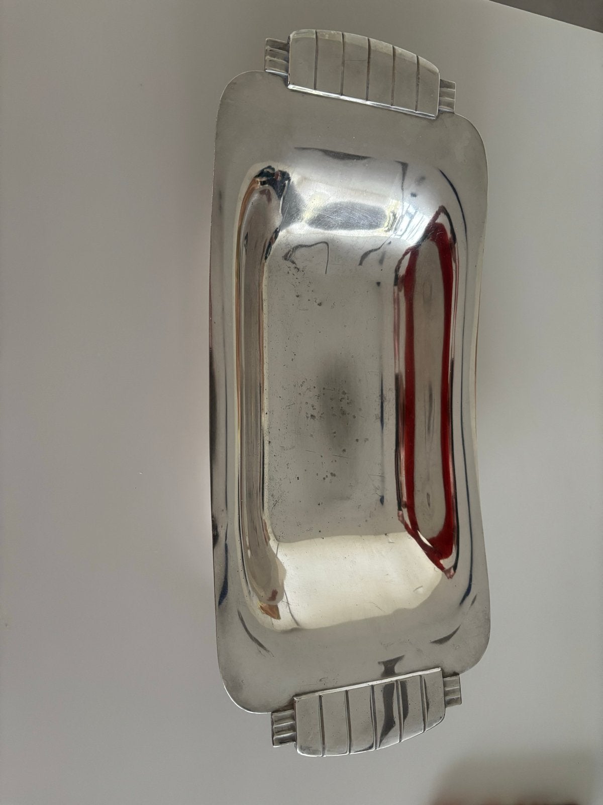 Verzilverde Art Deco Schaal met Handvatten, Ophalen of Verzenden