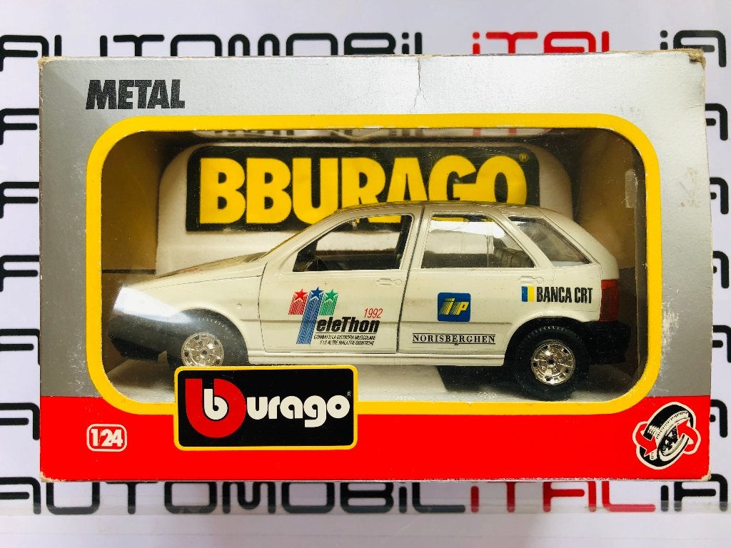 Fiat Tipo bianco Telethon 1992 BBurago schaal 1:24, Hobby en Vrije tijd, Ophalen of Verzenden, Nieuw, Auto, Bburago