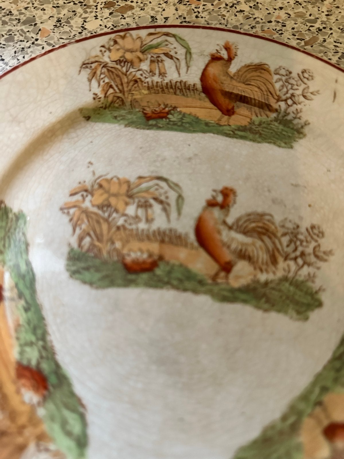 Antiek bord met haanmotief - Victoriaans servies, Antiek en Kunst, Antiek | Servies los, Ophalen of Verzenden