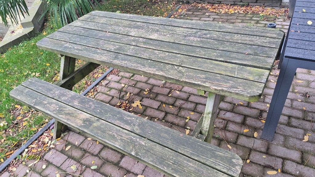 Picknicktafel, Ophalen, Gebruikt, Rechthoekig, Hout