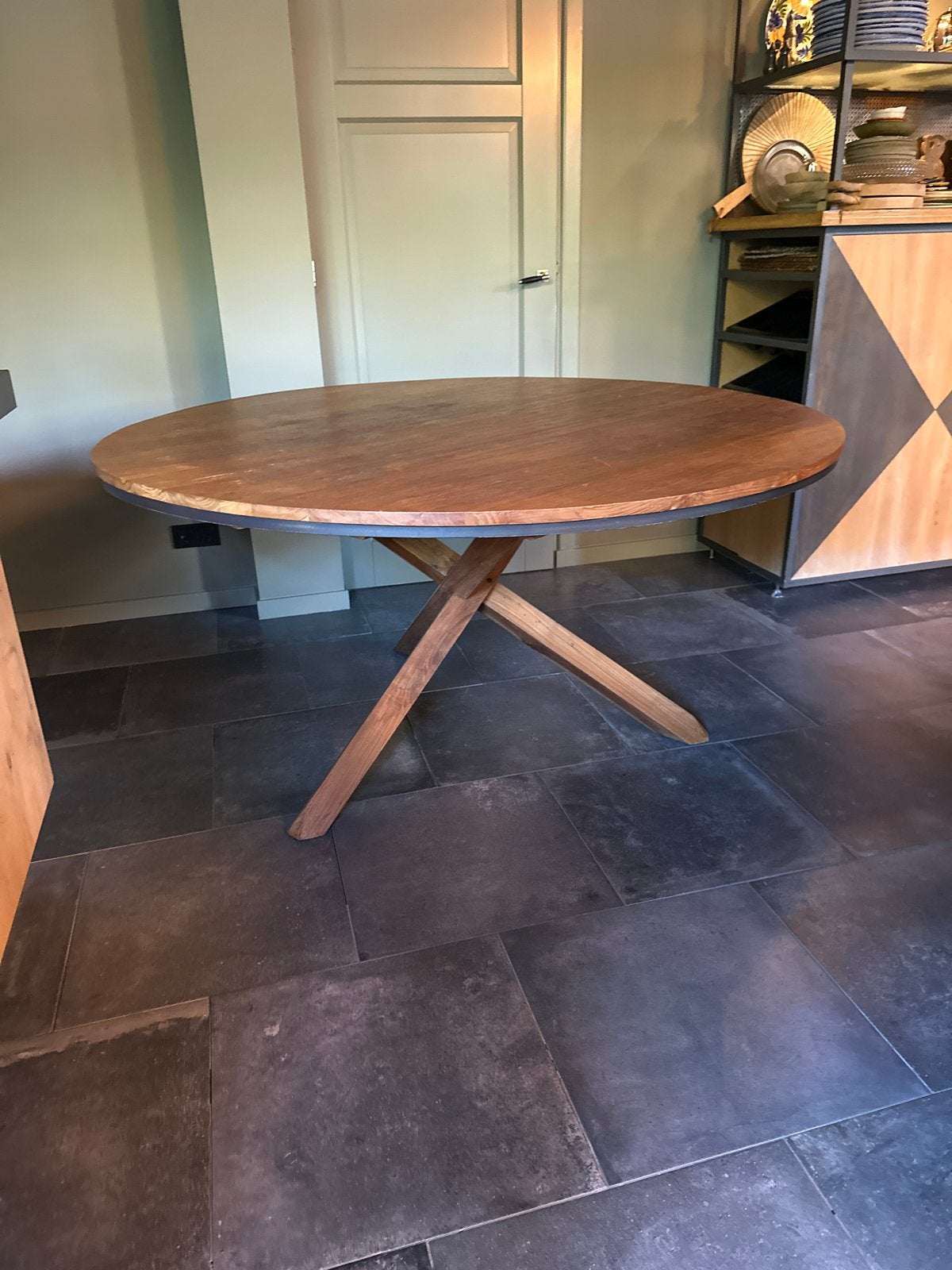 Doorsnee tafel 1m60, Ophalen, Gebruikt, 150 tot 200 cm, Rond