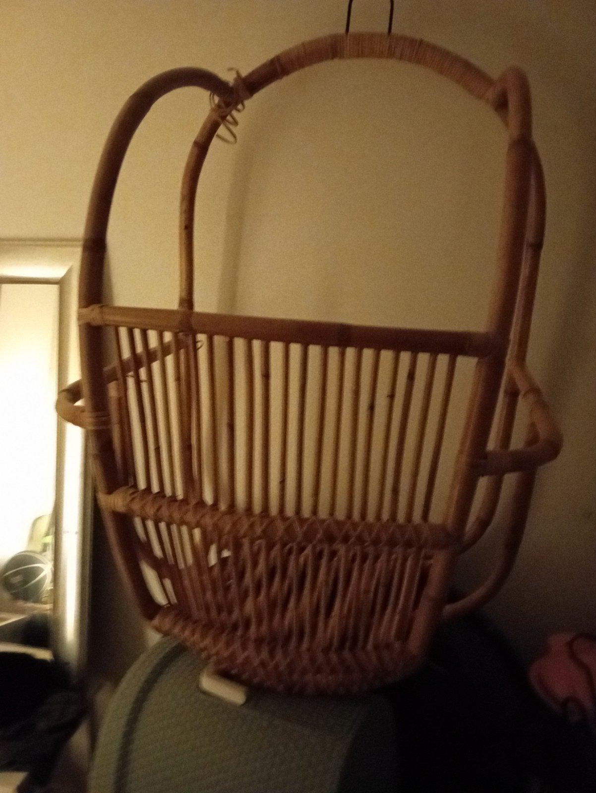 Rotan bamboe schommelstoel - Hangstoel, Ophalen, Gebruikt, Bruin, Riet of Rotan