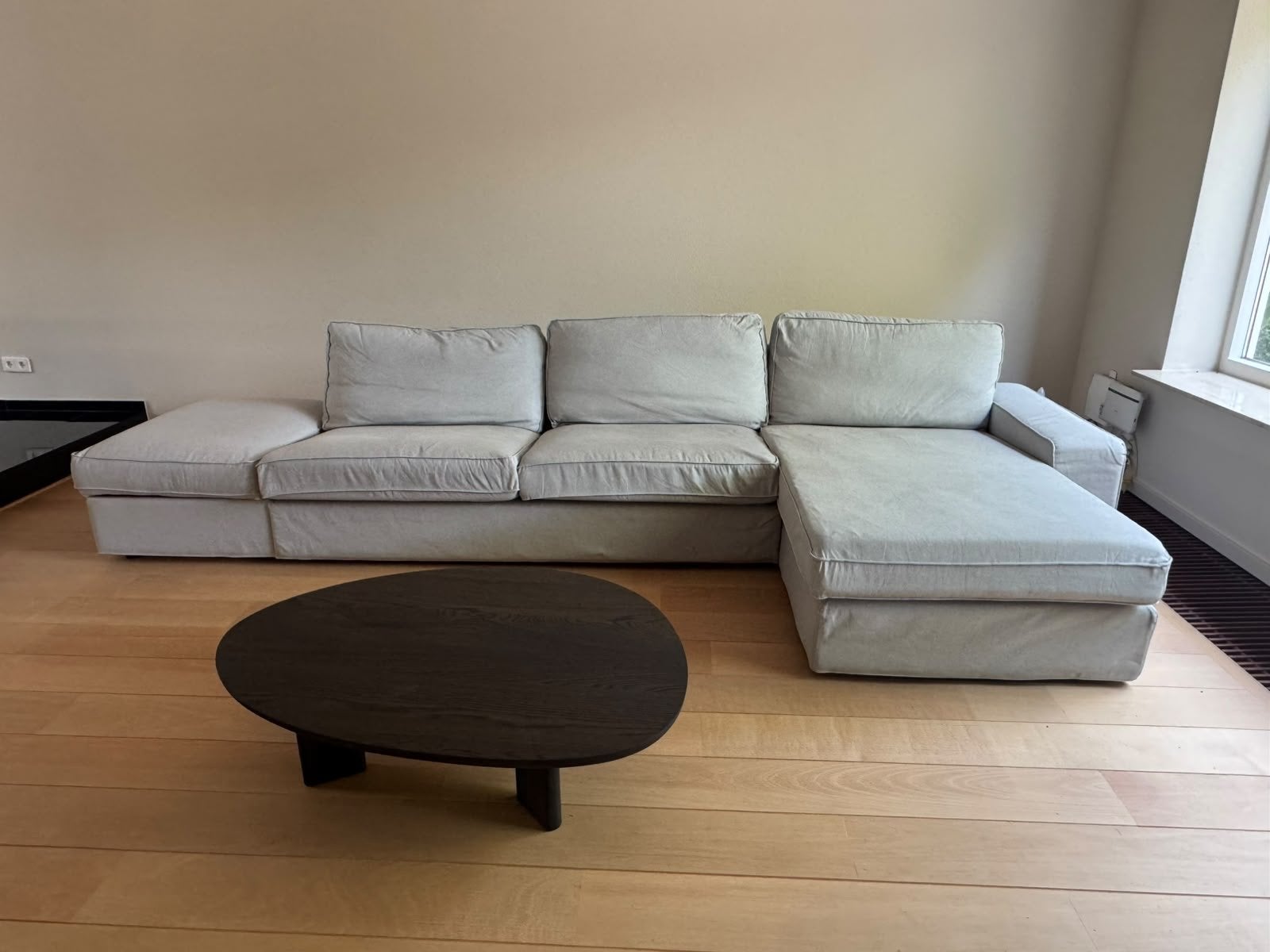 IKEA Kivik 2-zitsbank met chaise longue en poef, Huis en Inrichting, Ophalen, Gebruikt, 300 cm of meer, Vierpersoons of meer