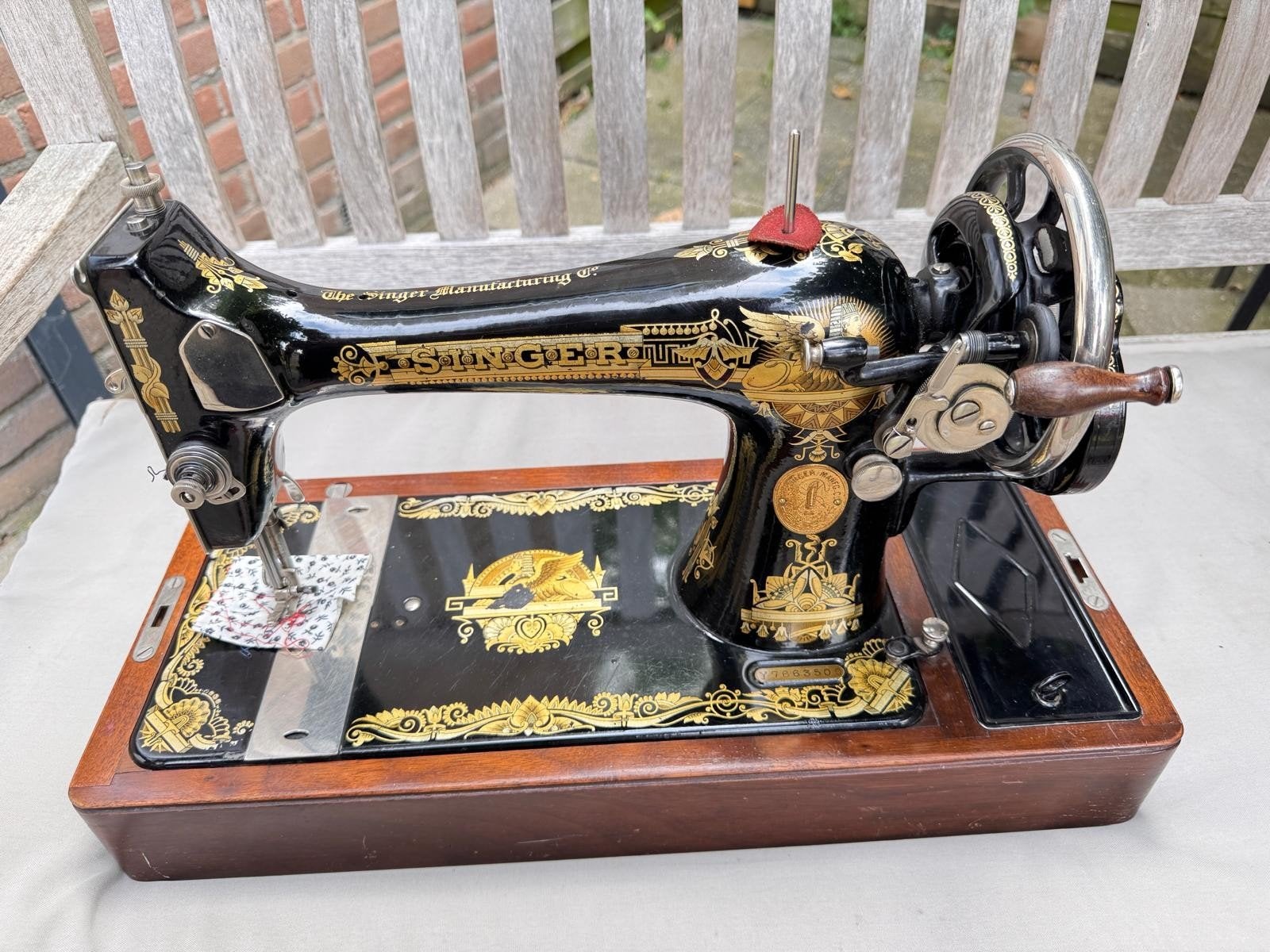 Prachtige antieke Singer handnaaimachine 127KBouwjaar 1930, Antiek en Kunst, Antiek | Naaimachines, Ophalen of Verzenden