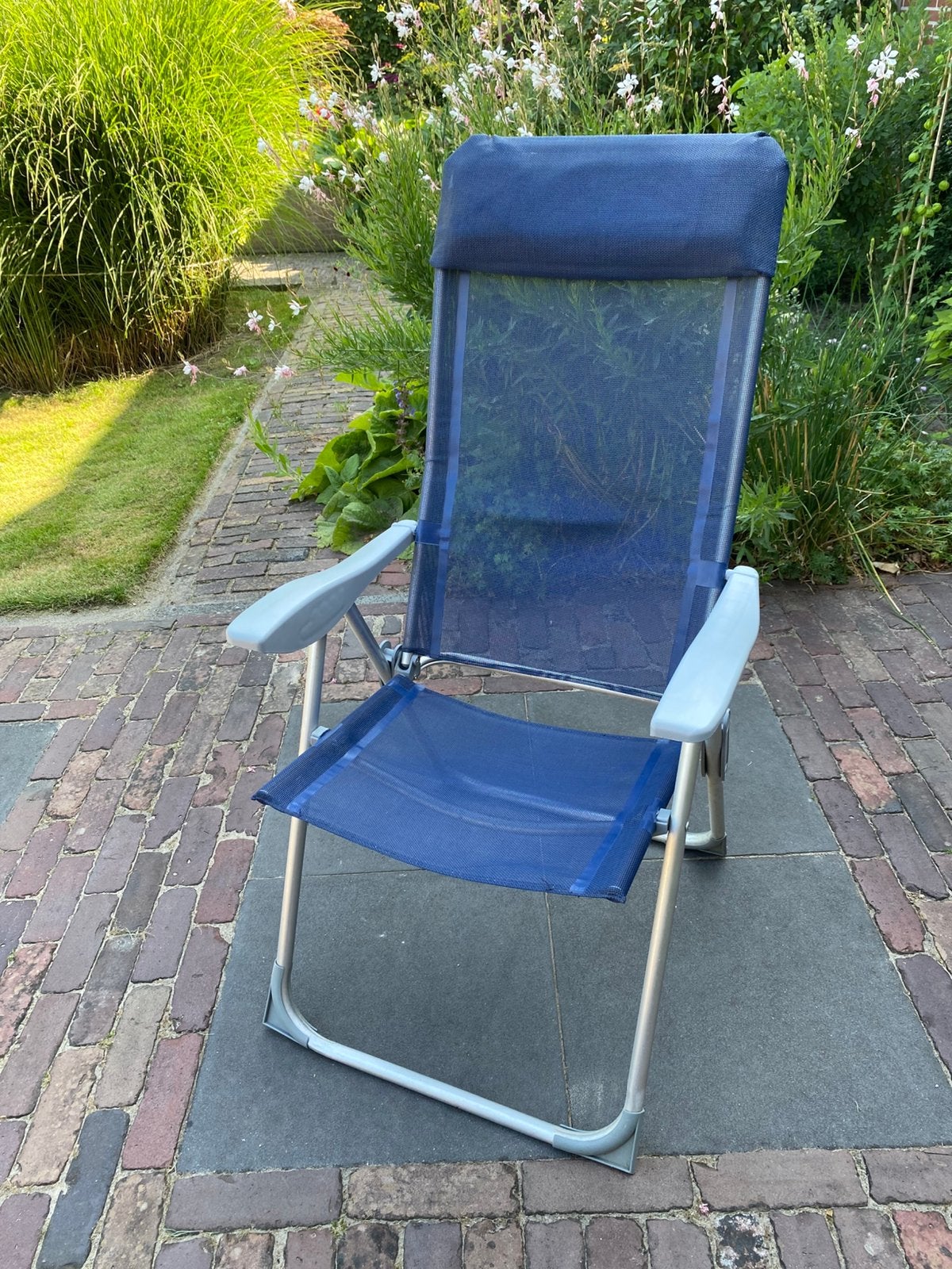 Tuinstoel aluminium, verstelbaar, Ophalen of Verzenden, Zo goed als nieuw, Campingstoel
