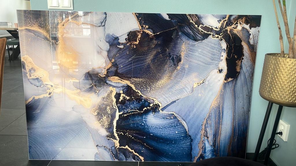Schilderij van Wallfield 100x150cm abstract marble glas, Ophalen