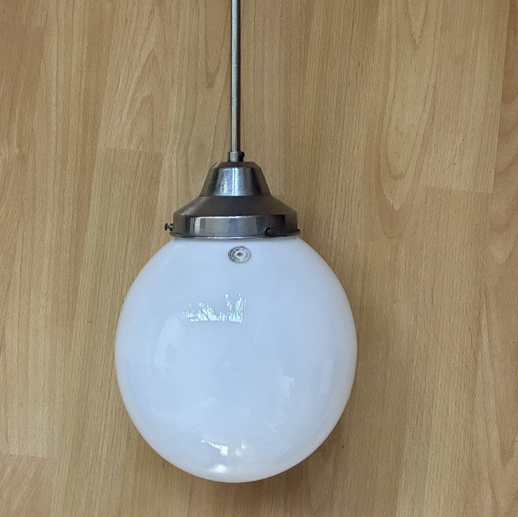 Vintage Art Deco schoollamp bol-hanglamp Val Saint Lambert, Ophalen