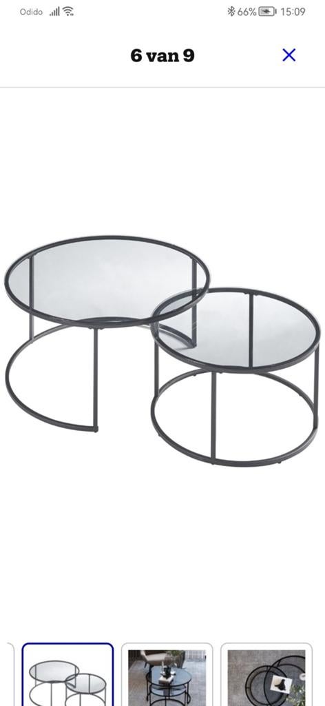 2 salon tafeltjes, Huis en Inrichting, Tafels | Salontafels, Ophalen, 50 tot 100 cm, Rond, 50 tot 100 cm