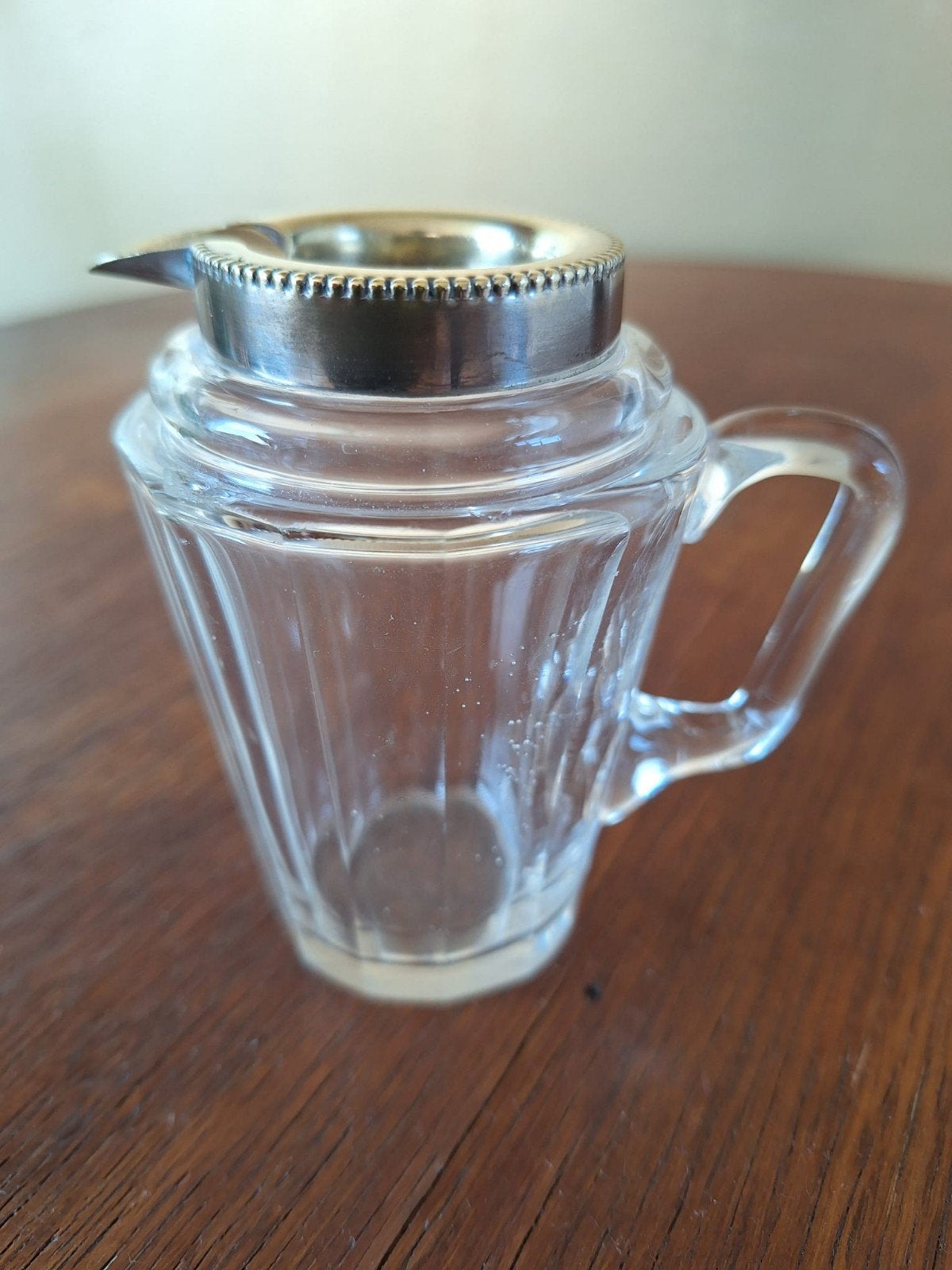 Glazen melkkannetje met verzilverde rand, Ophalen of Verzenden