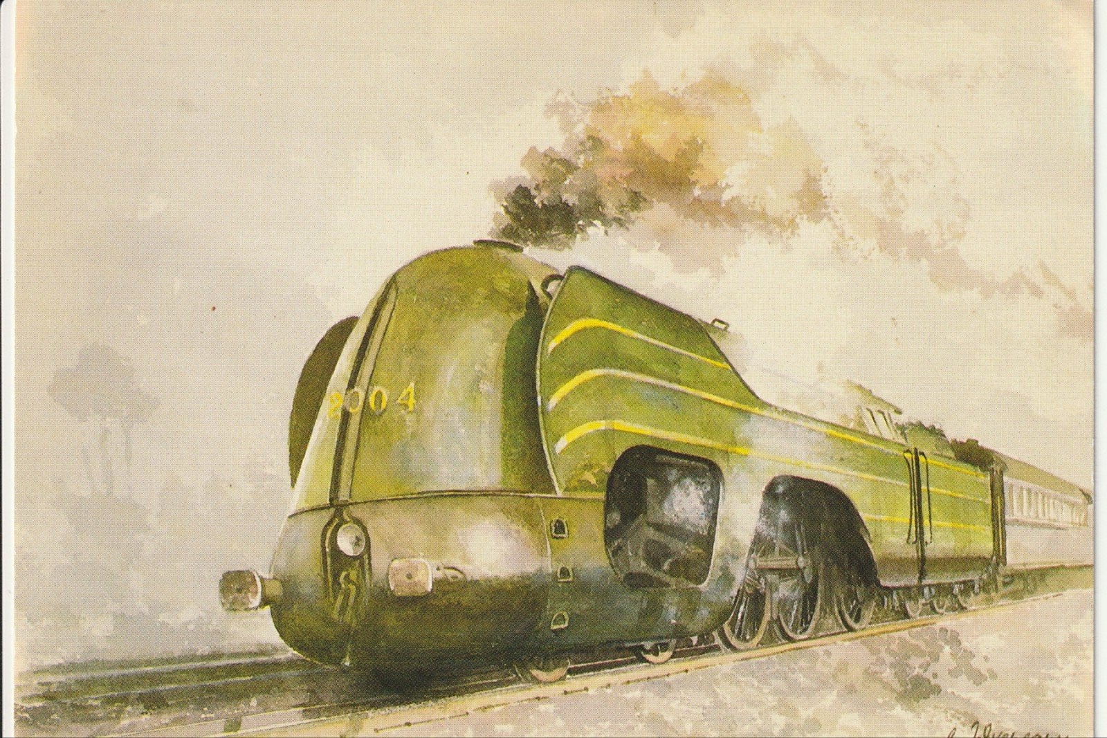 BELGISCHE STOOMLOCOMOTIEF MET STROOMLIJN BEPLATING + RIJTUIG, Ophalen of Verzenden, Nieuw, Trein, Kaart of Prent