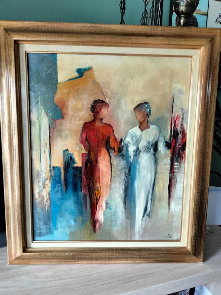Schilderij Annie Munsters - Twee Vrouwen, Ophalen of Verzenden, Gebruikt, Overige kleuren, Overige merken