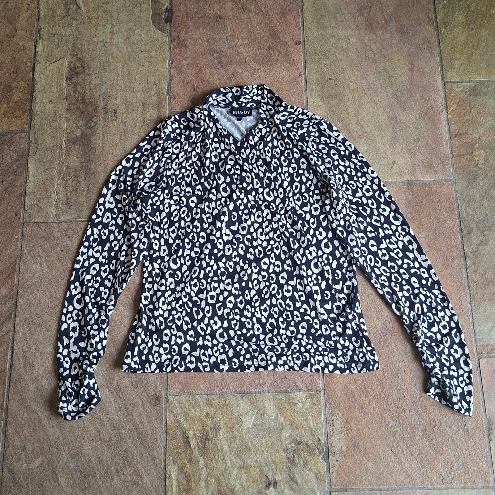 Zwart witte wikkel blouse BR&DY maat L, Zwart, BR&DY, Maat 42/44 (L), Nieuw