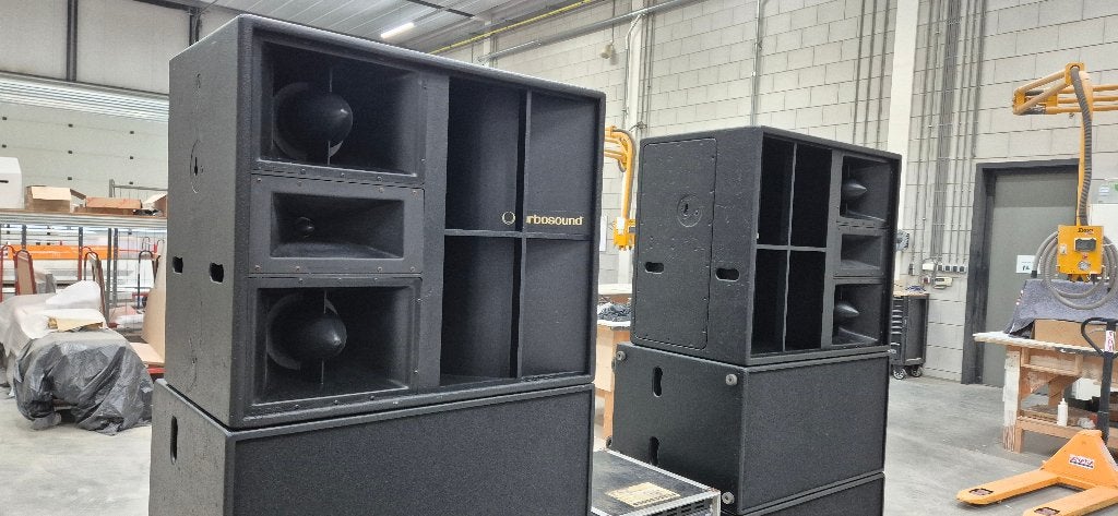 Turbosound TMS-3 Horn geladen toppen Vintage 3-weg Speakers, Gebruikt, Speakerset, Ophalen, 150 watt of meer