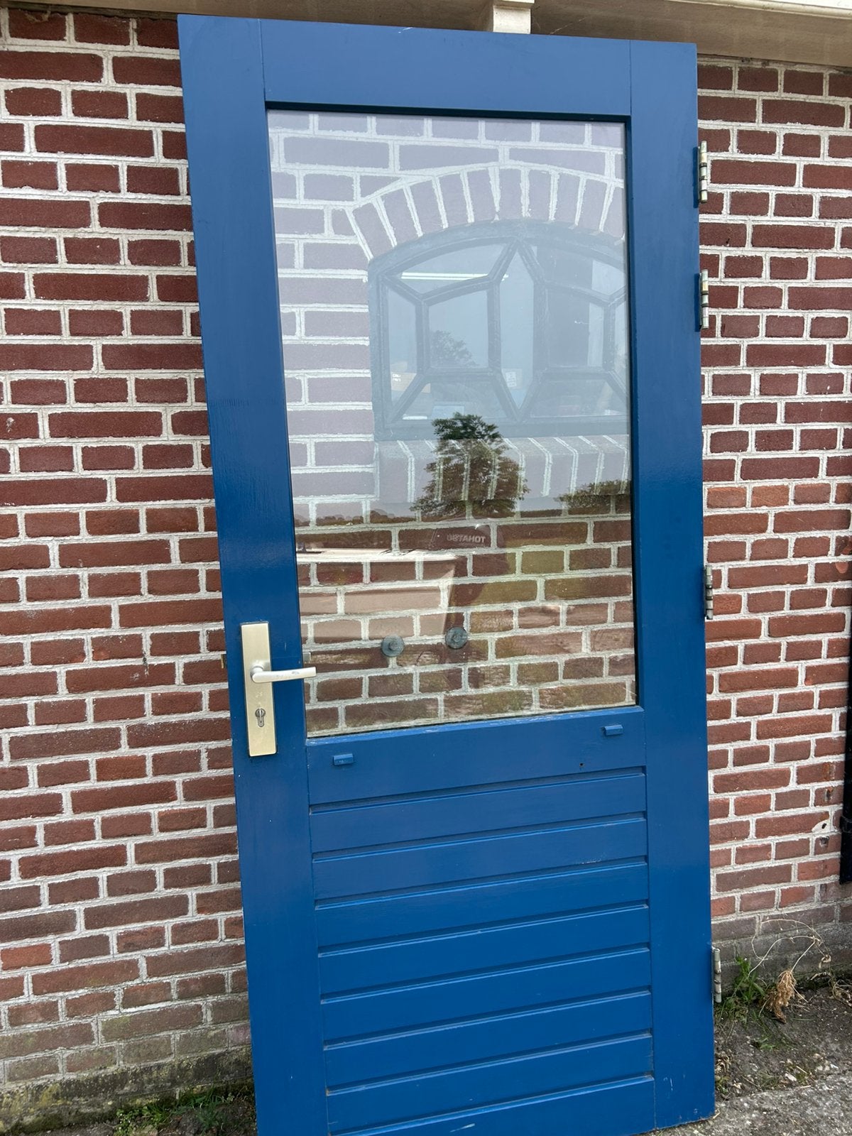 Hardhouten achterdeur 92x211,5cm., Doe-het-zelf en Verbouw, Deuren en Horren, Ophalen, 80 tot 100 cm, 200 tot 215 cm, Glas