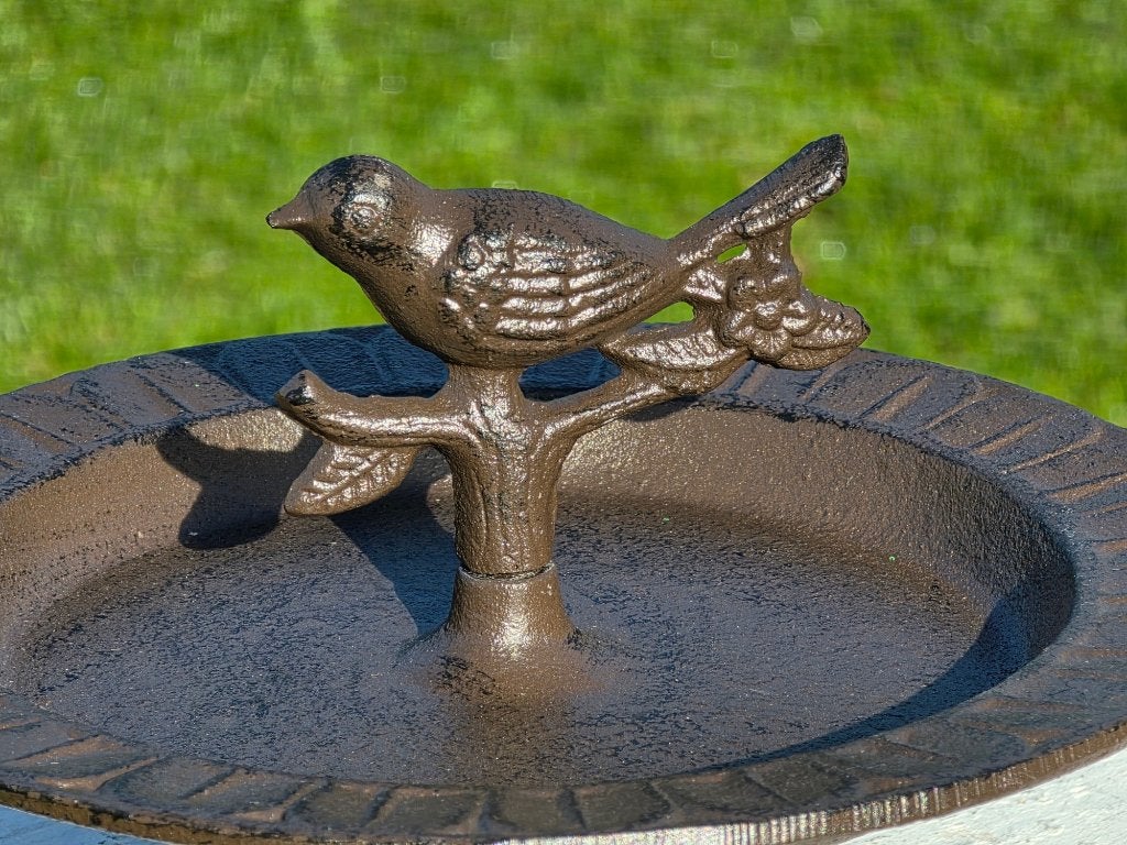 VOGELDRINKSCHAAL / DRINKSCHAAL / gietijzer / 14 cm hoog, Nieuw, Info@huisentuindecoratiemarie.nl, Huis en tuin decoratie marie