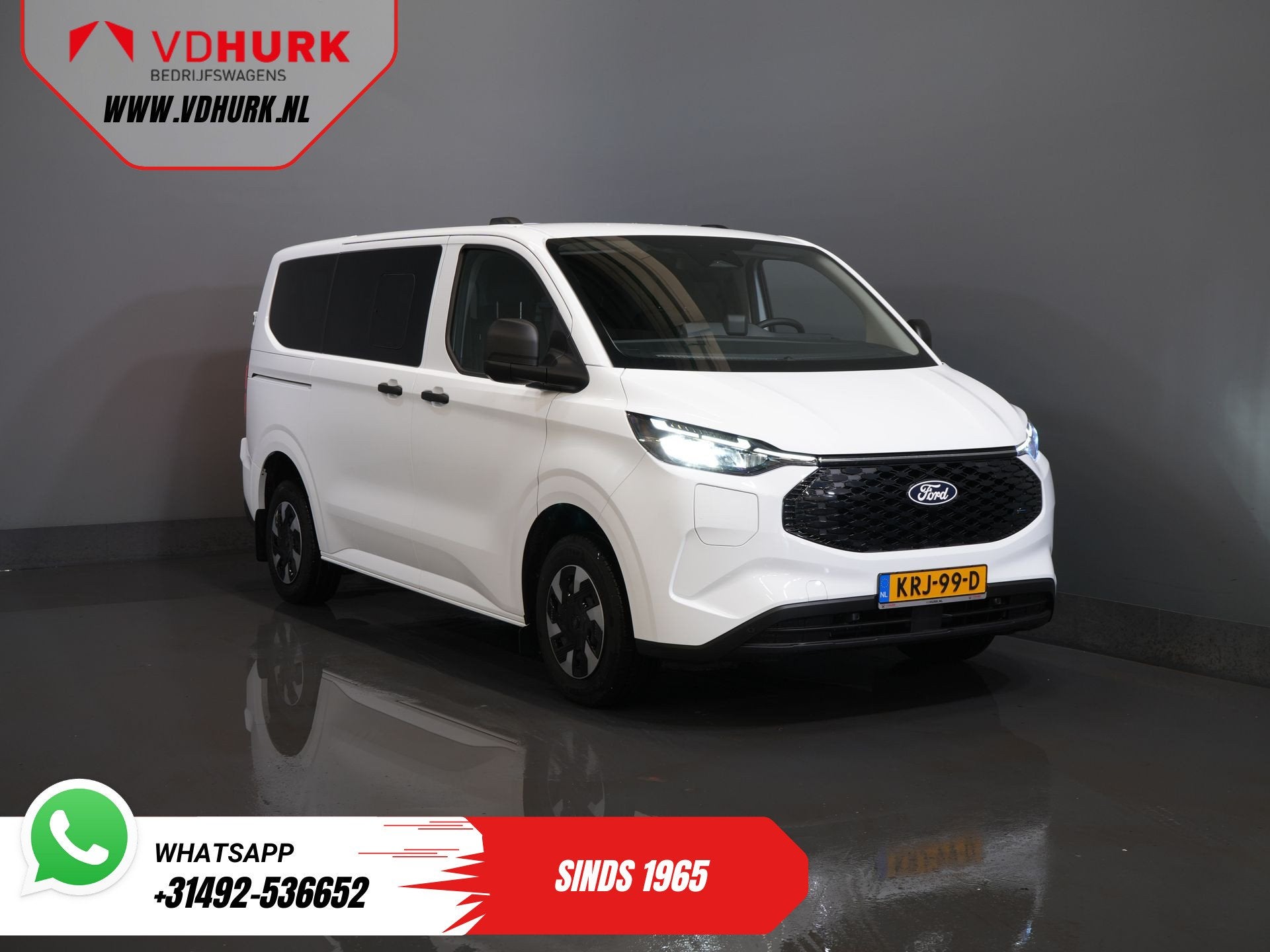 Ford E-Transit Custom Kombi Trend 71kWh 360 km WLTP (Excl. B, Automaat, Gebruikt, 2000 kg, Wit
